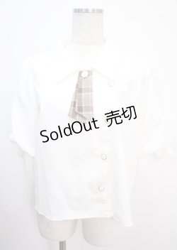 画像1: axes femme POETIQUE / チェックリボン付パフ袖ブラウス M 生成り Y-25-04-01-025-AX-BL-SZ-ZY