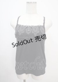 axes femme / モチーフレースキャミ M 黒 Y-25-04-01-027-AX-TO-SZ-ZY