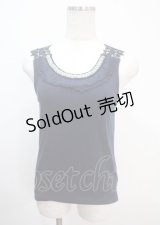 axes femme / レースビジュータンクトップ M 紺 Y-25-04-01-030-AX-TO-SZ-ZY