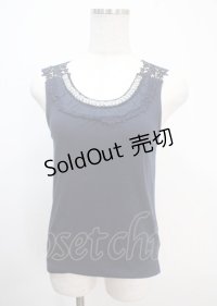 axes femme / レースビジュータンクトップ M 紺 Y-25-04-01-030-AX-TO-SZ-ZY