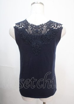 画像2: axes femme / レースビジュータンクトップ M 紺 Y-25-04-01-030-AX-TO-SZ-ZY