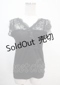 axes femme / レース切り替えタンクトップ M 黒 Y-25-04-01-031-AX-TO-SZ-ZI