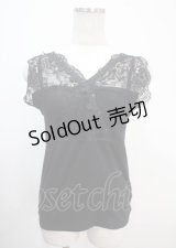 axes femme / レース切り替えタンクトップ M 黒 Y-25-04-01-031-AX-TO-SZ-ZI