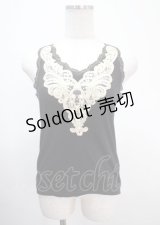 axes femme / ラメ刺繍タンクトップ M 黒 Y-25-04-01-033-AX-TO-SZ-ZI
