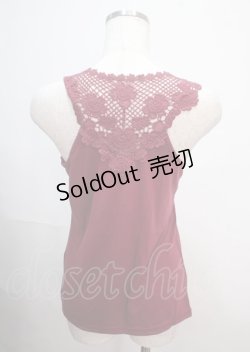 画像2: axes femme / バックモチーフレースタンク M ワイン Y-25-04-01-035-AX-TO-SZ-ZY