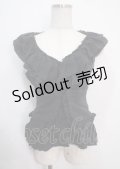 BPN / ガーゼフリルノースリーブブラウス M ブラック×ジャガード Y-25-04-03-005-GO-BL-SZ-ZY