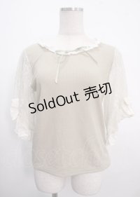 axes femme / レース×リボン袖プルオーバー M グリーン Y-25-04-03-048-AX-TO-SZ-ZY