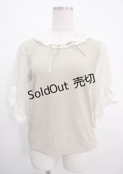 画像1: axes femme / レース×リボン袖プルオーバー M グリーン Y-25-04-03-048-AX-TO-SZ-ZY