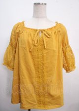 axes femme / 袖レース2WAYブラウス M イエロー Y-25-04-03-049-AX-BL-SZ-ZY