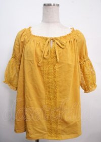 axes femme / 袖レース2WAYブラウス M イエロー Y-25-04-03-049-AX-BL-SZ-ZY