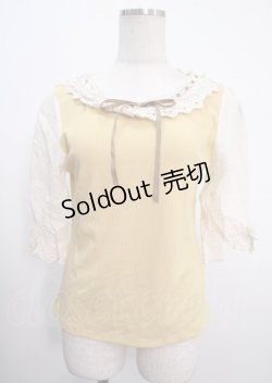 画像1: axes femme / コットンレース使いトップス F イエロー Y-25-04-03-050-AX-TO-SZ-ZY