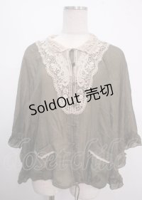 axes femme / 裾ブラウジングレース衿ブラウス M カーキ Y-25-04-03-052-AX-BL-SZ-ZY