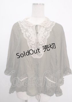 画像1: axes femme / 裾ブラウジングレース衿ブラウス M カーキ Y-25-04-03-052-AX-BL-SZ-ZY