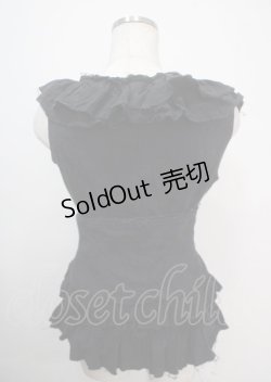 画像2: BPN / ガーゼフリルノースリーブブラウス M ブラック×ジャガード Y-25-04-03-005-GO-BL-SZ-ZY