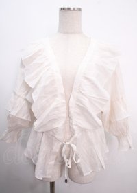 axes femme / ボリュームフリルカーデ M 生成り Y-25-04-03-055-AX-TO-SZ-ZY