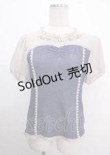 axes femme POETIQUE / マリン刺繍ビスチェ切替プルオーバー M 紺 Y-25-04-03-066-AX-TO-SZ-ZY