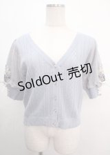 axes femme / すずらん刺繍半袖ニットカーディガン M サックス Y-25-04-03-067-AX-TO-SZ-ZY