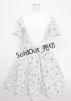 画像1: Victorian maiden / フラワリーパフスリーブドレス  ブルー Y-25-04-03-073-CL-OP-SZ-ZY