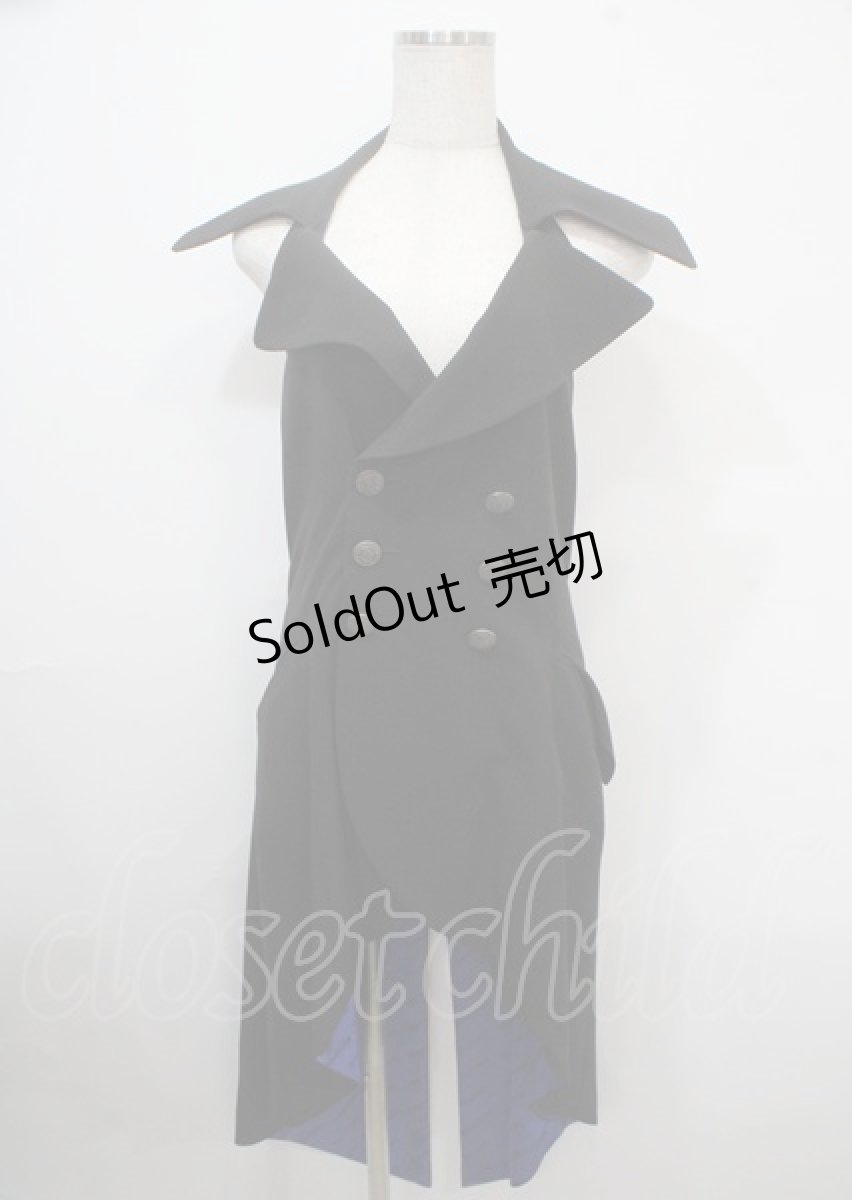 画像1: Moi-meme-Moitie / 後ろ編み上げ燕尾ジレ man ブラック Y-25-04-03-081-MO-JA-SZ-ZY (1)