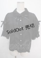 axes femme kawaii / レース襟リボン付ブラウス M 黒 Y-25-04-03-007-AX-BL-SZ-ZY