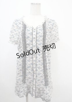 画像1: axes femme / 小花×ドットフロッキーワンピース M オフ Y-25-04-03-086-AX-OP-SZ-ZY
