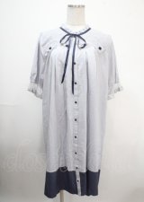 axes femme / サテンローズバイカラーワンピース F サックス Y-25-04-03-087-AX-OP-SZ-ZI