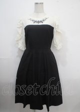 axes femme / ローズ刺繍ドッキングワンピース F 黒 Y-25-04-03-094-AX-OP-SZ-ZI