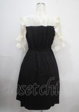 画像2: axes femme / ローズ刺繍ドッキングワンピース F 黒 Y-25-04-03-094-AX-OP-SZ-ZI (2)