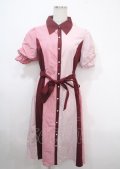 axes femme / ストライプ切替配色シャツワンピース F 赤 Y-25-04-03-100-AX-OP-SZ-ZI
