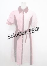 axes femme / ストライプ切替配色シャツワンピース F 赤 Y-25-04-03-100-AX-OP-SZ-ZI