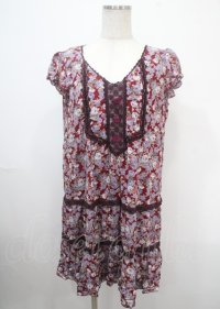axes femme / 花柄ワンピース M ワイン Y-25-04-03-101-AX-BL-SZ-ZI