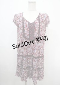 axes femme / 花柄ワンピース M ワイン Y-25-04-03-101-AX-BL-SZ-ZI