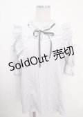 axes femme POETIQUE / レース使い肩あきフリルブラウス M サックス Y-25-04-03-010-AX-BL-SZ-ZY