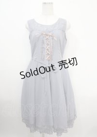 axes femme / 編み上げロングワンピース M 薄青 Y-25-04-03-109-AX-OP-SZ-ZY