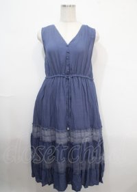 axes femme / レースティアードノースリーブワンピ M 紺 Y-25-04-03-110-AX-OP-SZ-ZI