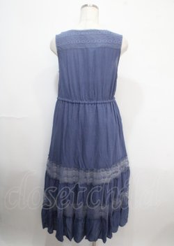 画像2: axes femme / レースティアードノースリーブワンピ M 紺 Y-25-04-03-110-AX-OP-SZ-ZY