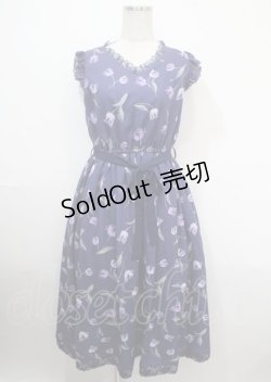 画像1: axes femme POETIQUE / チューリップ柄ワンピース M パープル Y-25-04-03-111-AX-OP-SZ-ZY