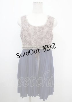 画像1: 【SALE】axes femme / ローズ×プリーツドレス M 紺 Y-25-04-03-112-AX-OP-SZ-ZT509