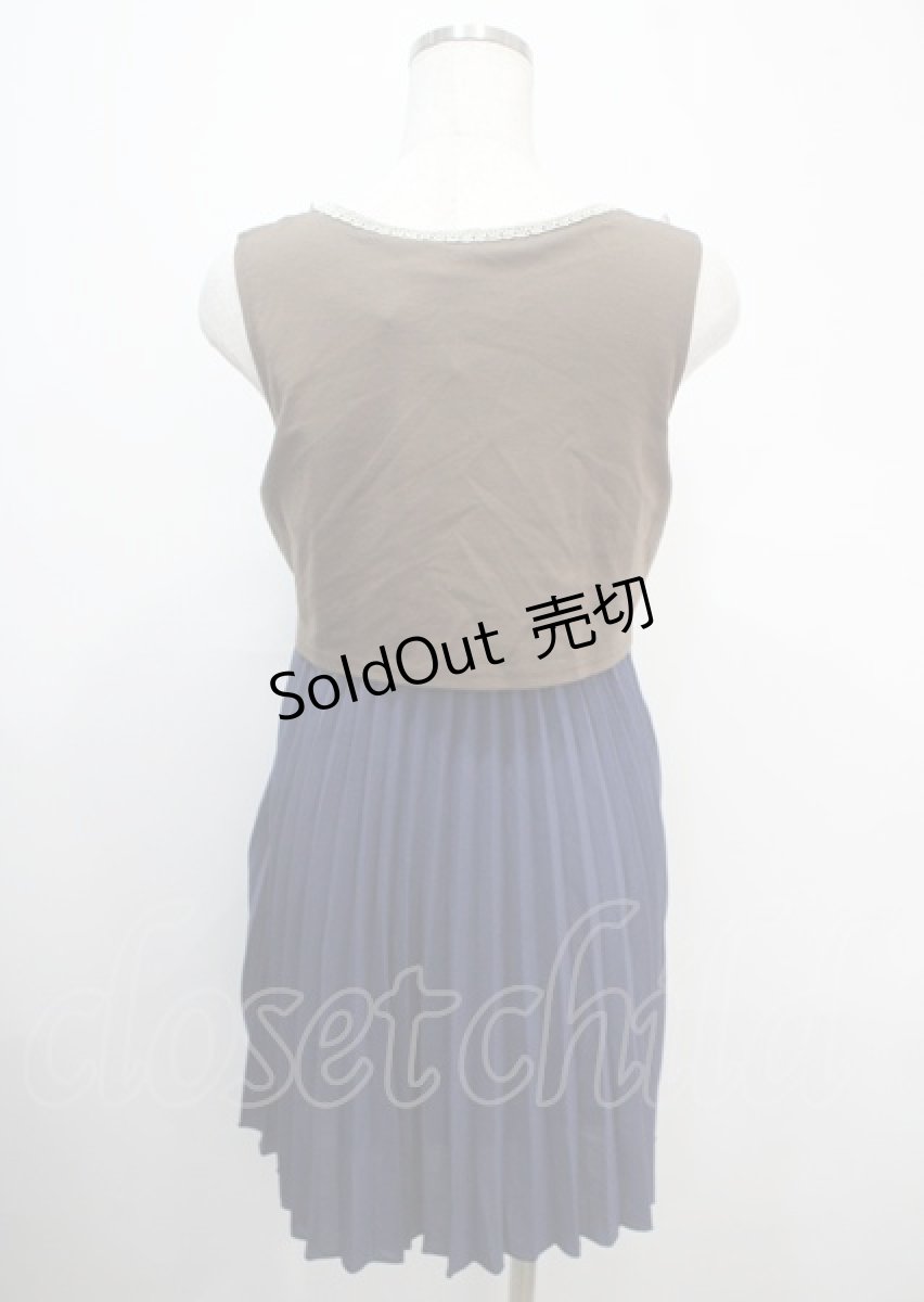 画像2: 【SALE】axes femme / ローズ×プリーツドレス M 紺 Y-25-04-03-112-AX-OP-SZ-ZT509 (2)