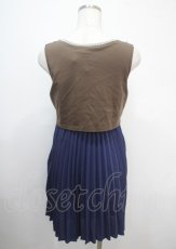 画像2: 【SALE】axes femme / ローズ×プリーツドレス M 紺 Y-25-04-03-112-AX-OP-SZ-ZT509 (2)