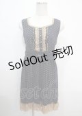 axes femme / レース配色ドットノースリーブワンピース M 紺 Y-25-04-03-113-AX-OP-SZ-ZY
