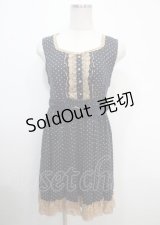 axes femme / レース配色ドットノースリーブワンピース M 紺 Y-25-04-03-113-AX-OP-SZ-ZY
