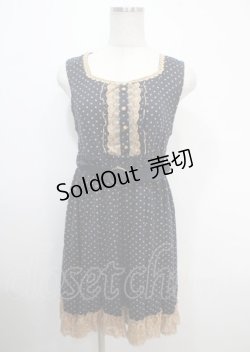 画像1: axes femme / レース配色ドットノースリーブワンピース M 紺 Y-25-04-03-113-AX-OP-SZ-ZY
