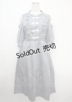 画像1: axes femme POETIQUE / チャイナボタン肩あきワンピース M グレー Y-25-04-03-118-AX-OP-SZ-ZY
