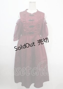 画像1: axes femme POETIQUE / チャイナボタン肩あきワンピース M ワイン Y-25-04-03-119-AX-OP-SZ-ZY