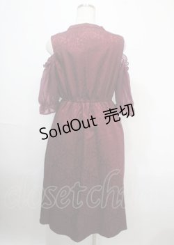 画像2: axes femme POETIQUE / チャイナボタン肩あきワンピース M ワイン Y-25-04-03-119-AX-OP-SZ-ZY