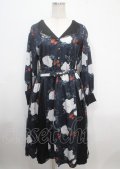 axes femme NOSTALGIE / 刺繍襟花柄ワンピース M 黒 Y-25-04-03-128-AX-OP-SZ-ZY