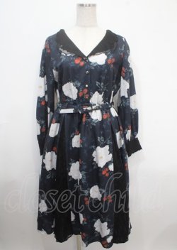 画像1: axes femme NOSTALGIE / 刺繍襟花柄ワンピース M 黒 Y-25-04-03-128-AX-OP-SZ-ZY