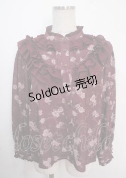 画像1: axes femme / レトロオーナメントバラ柄ブラウス M ワイン Y-25-04-03-012-AX-BL-SZ-ZY