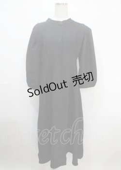 画像1: axes femme / ノーカラー七分袖ワンピース  黒 Y-25-04-03-133-AX-OP-SZ-ZI